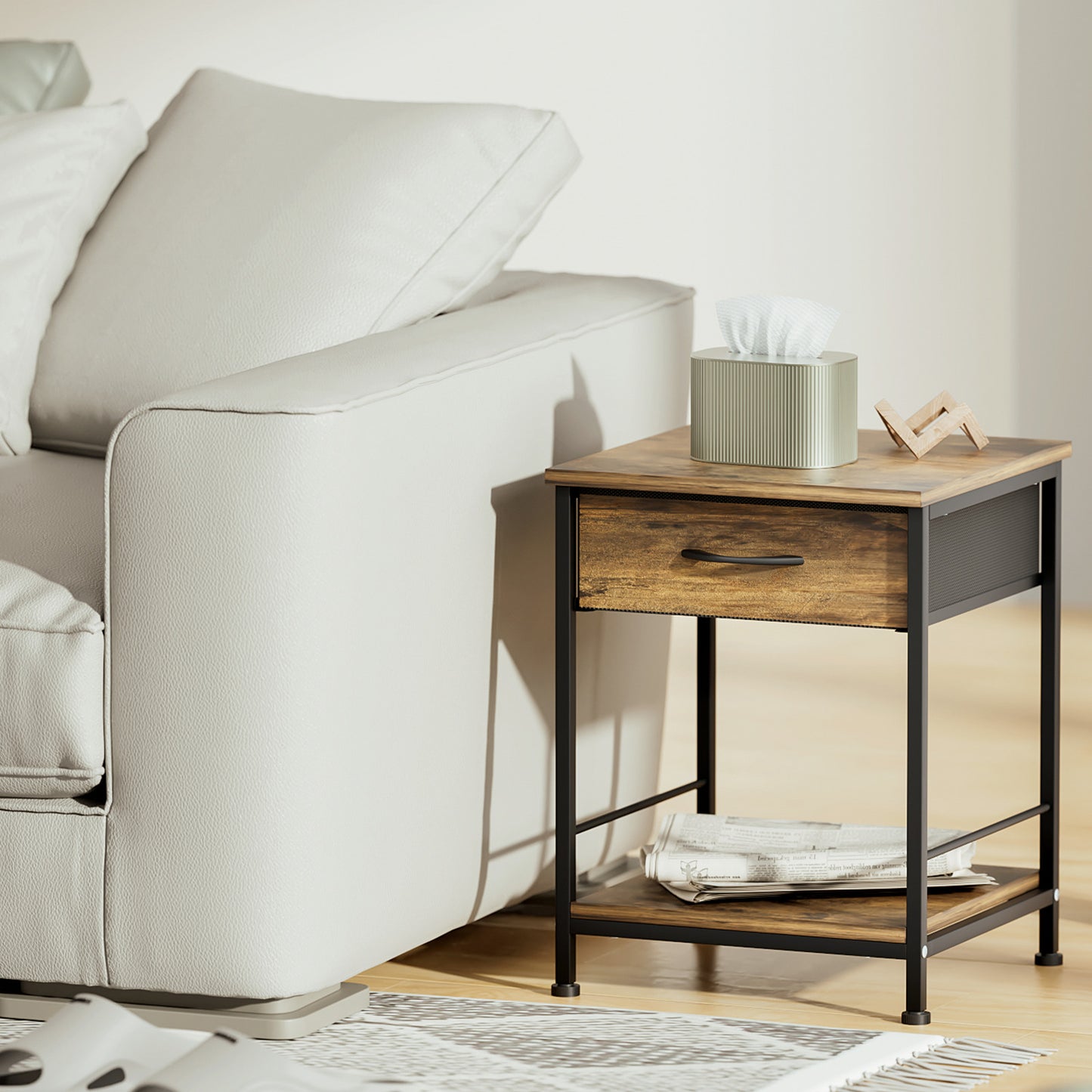 Set of 2 Bedside Nightstand Sofa End Table - 16"x16"x21"