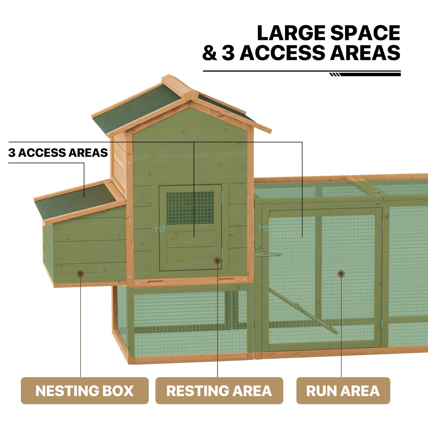 Wooden Rabbit Hutch - Ramp+Nesting Box - Chicken Coop