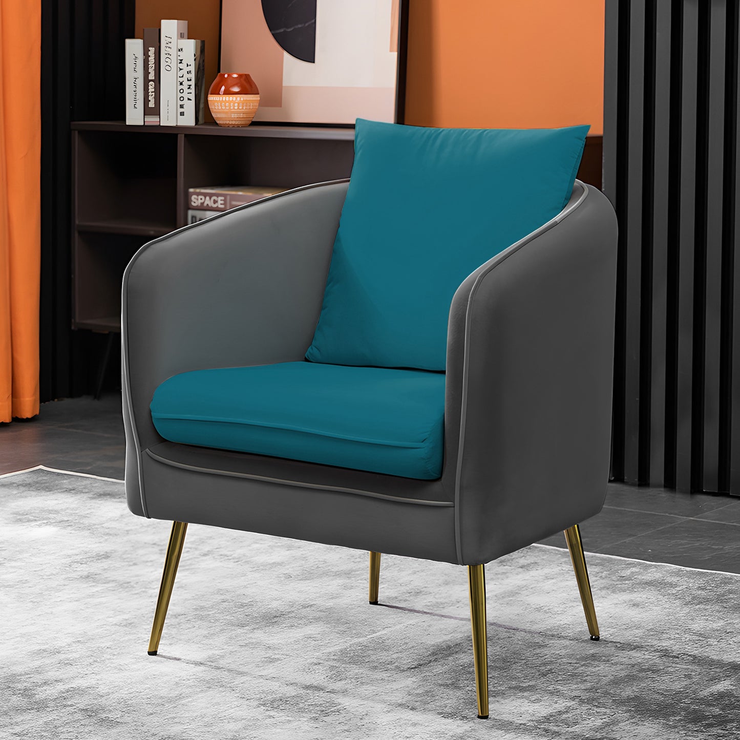 Suede Accent Chair - w/Detachable Cushion - Club Single Sofa - 34" Width