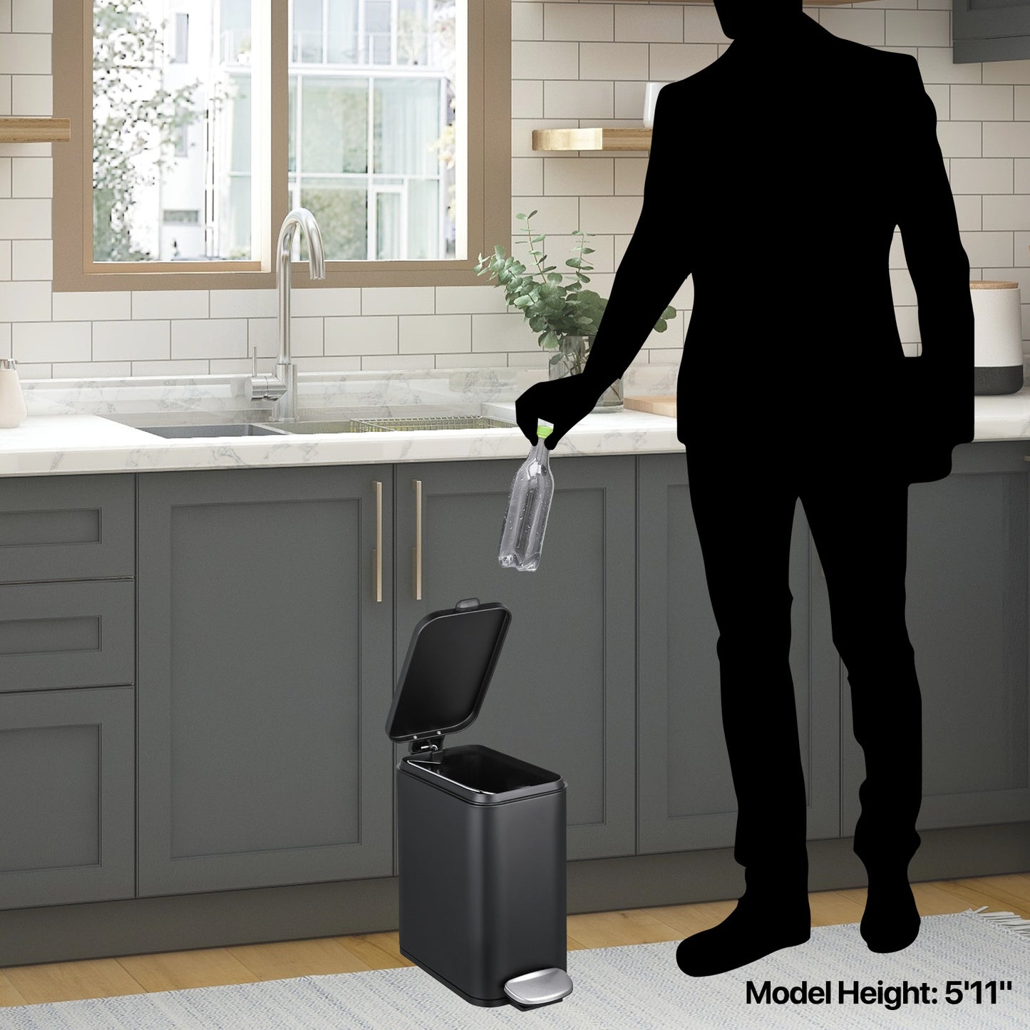 5L Slim Step On Trash Bin