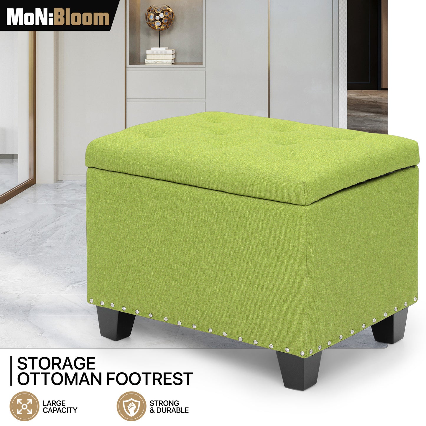 24" Storage Bench Lift Top Tufted Poufs Ottoman Upholstered Footrest Stool