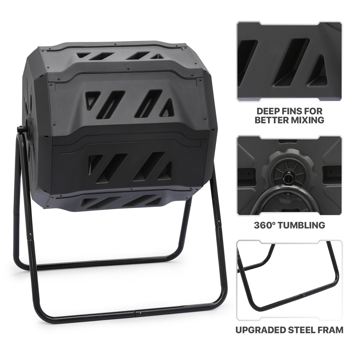 43 Gallon Dual Chamber Compost Bin - 2 Sliding Doors - with Gloves