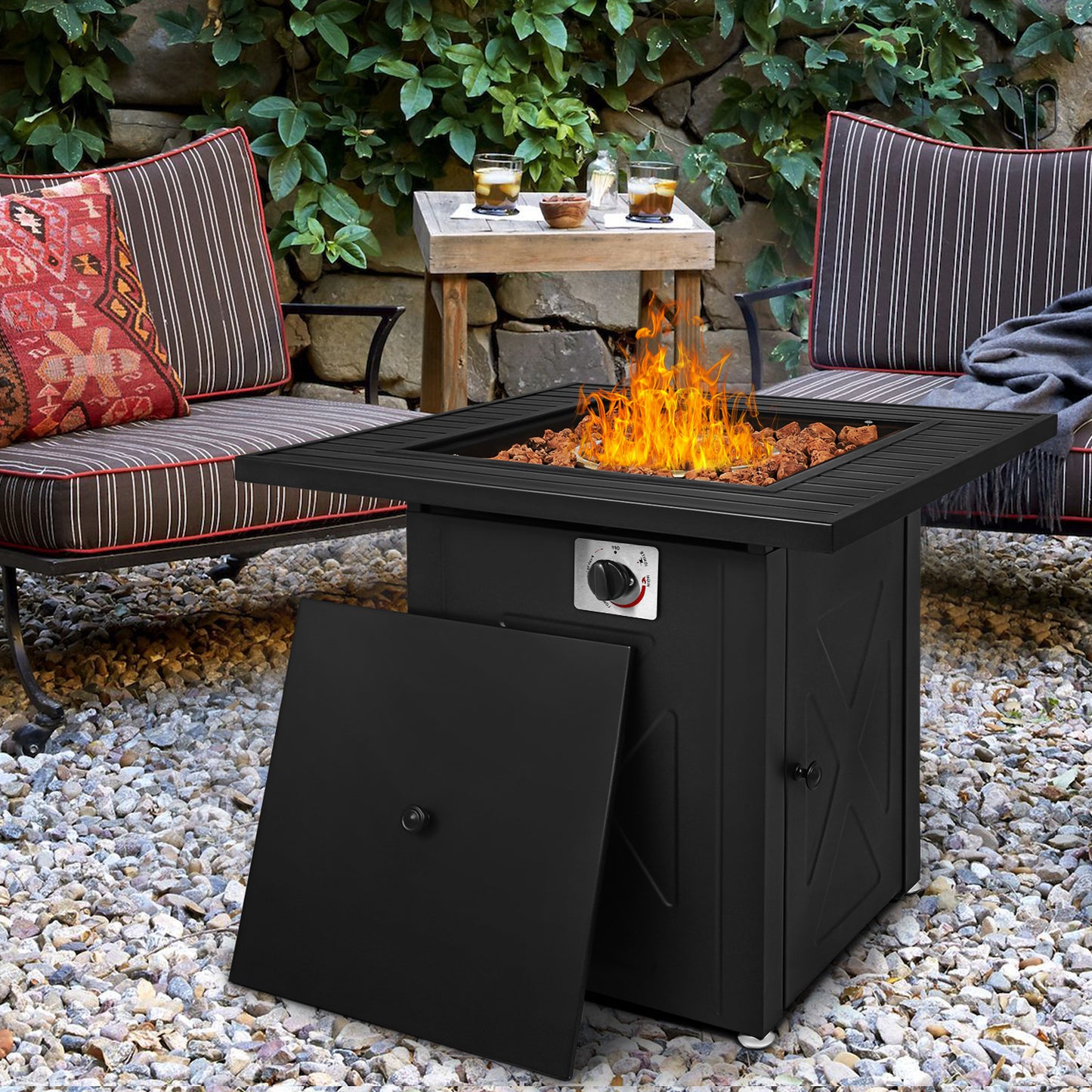 28" Square Fire Pit - Black