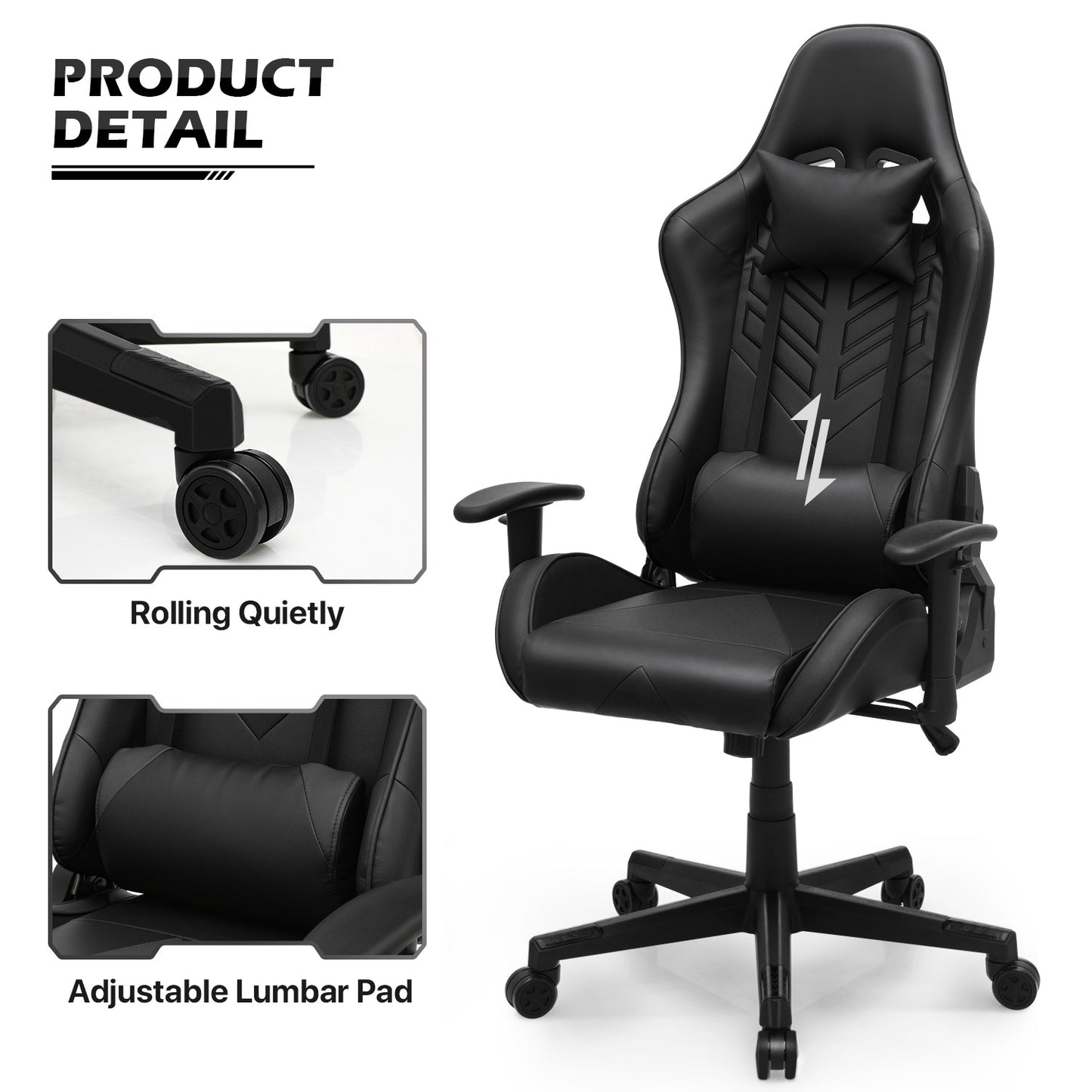 Gaming Chair w/Lumbar Support & Headrest #004
