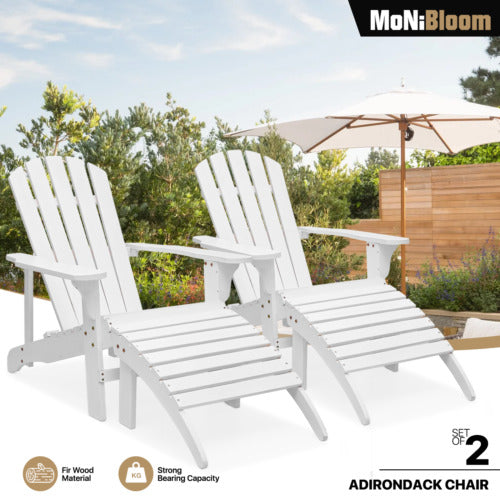 Set of 2 Patio Adirondack Chair - with Footrest
