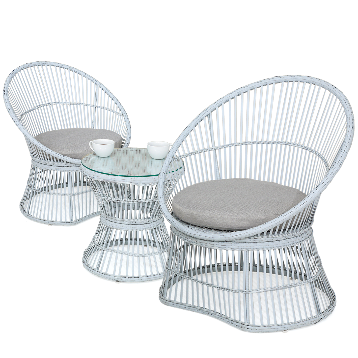 PE Rattan Patio Set - 2 Single Chair, 1 Table