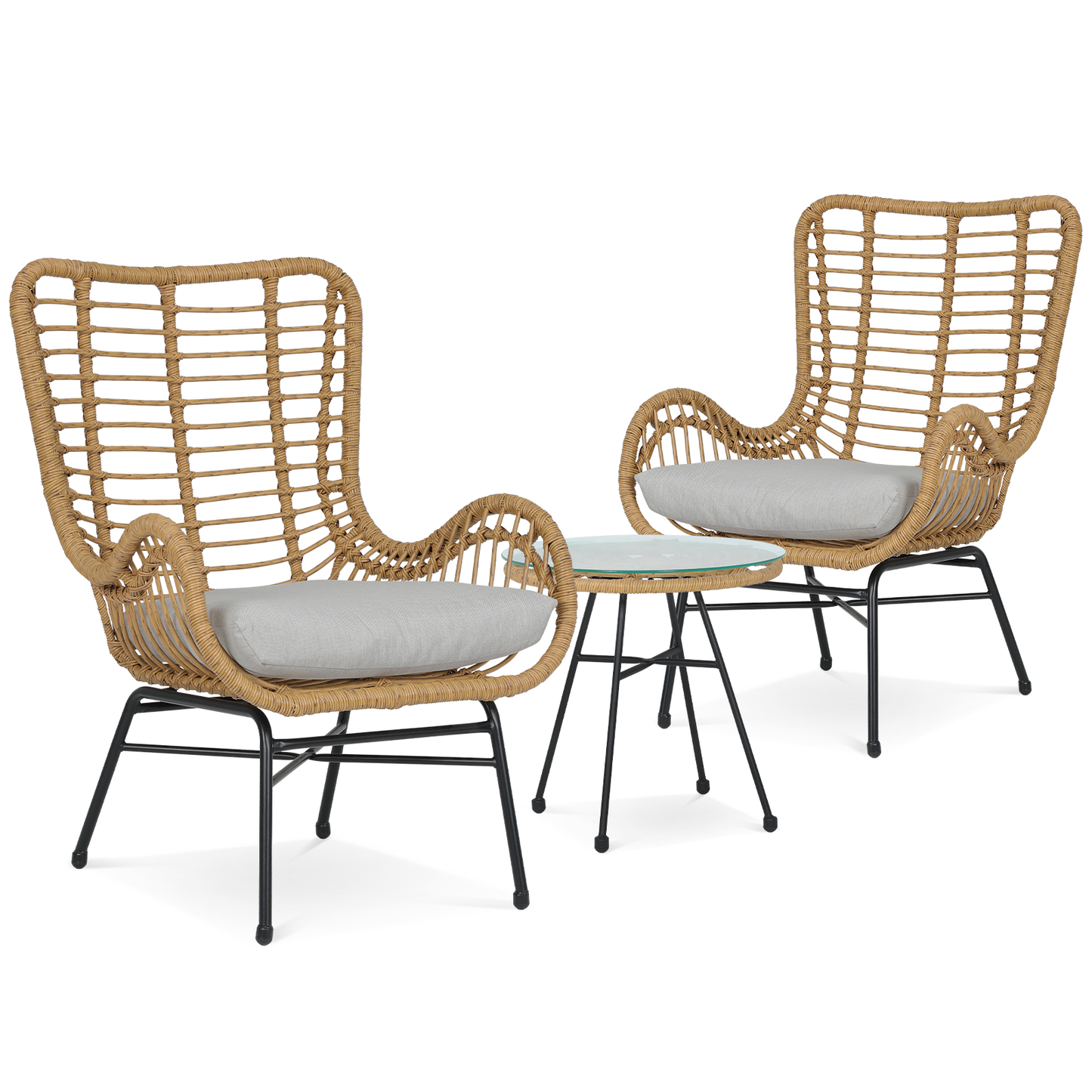 Teslin Cloth Patio Set - 2 Single Chair, 1 Table