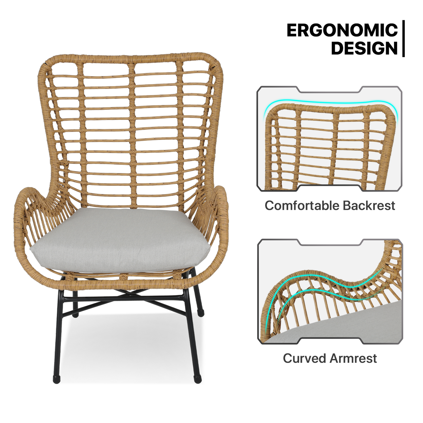 Teslin Cloth Patio Set - 2 Single Chair, 1 Table