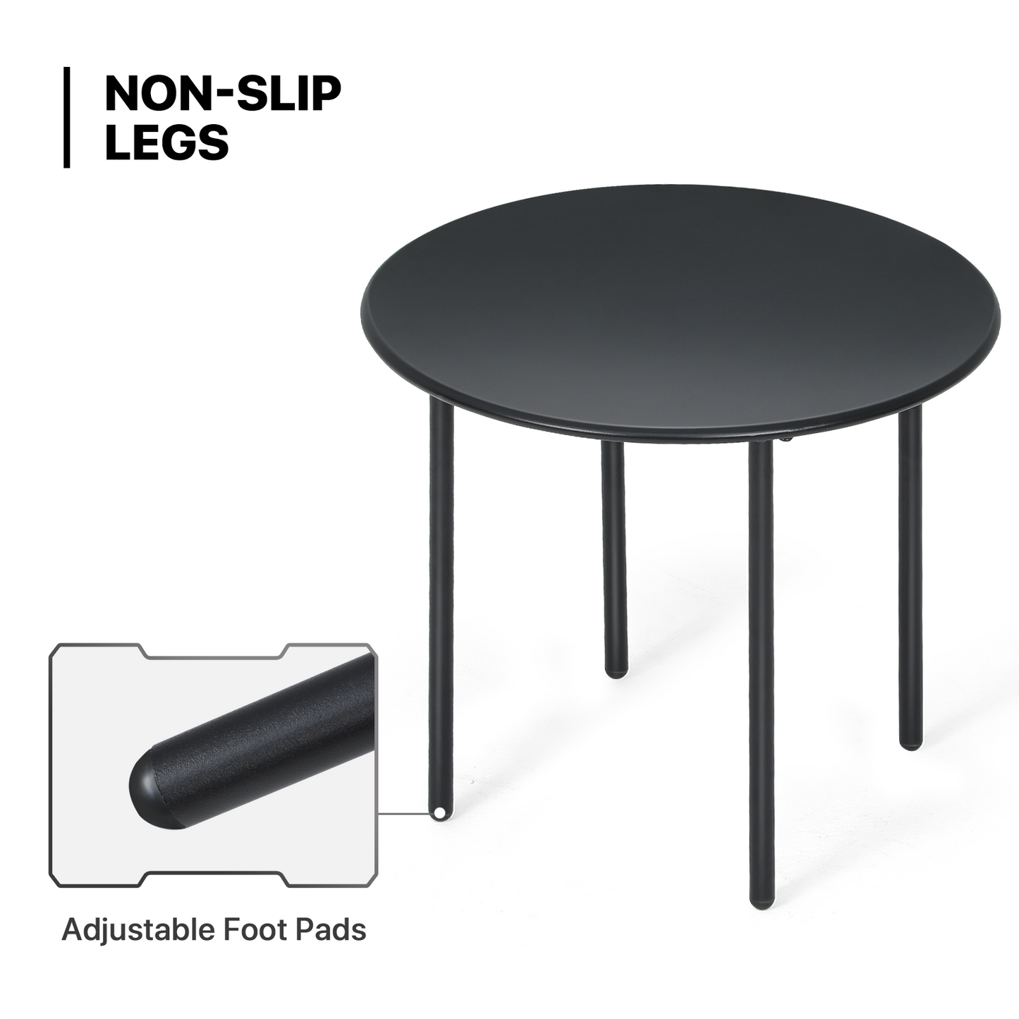 20" Steel Round Table - 4-Legs- Black