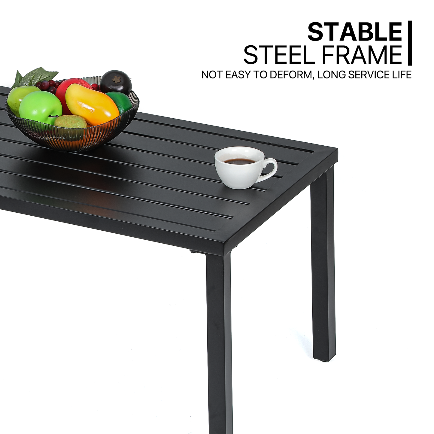 18.5 Height Steel Rectangle Table - 35*19 Inch Tabletop - Black