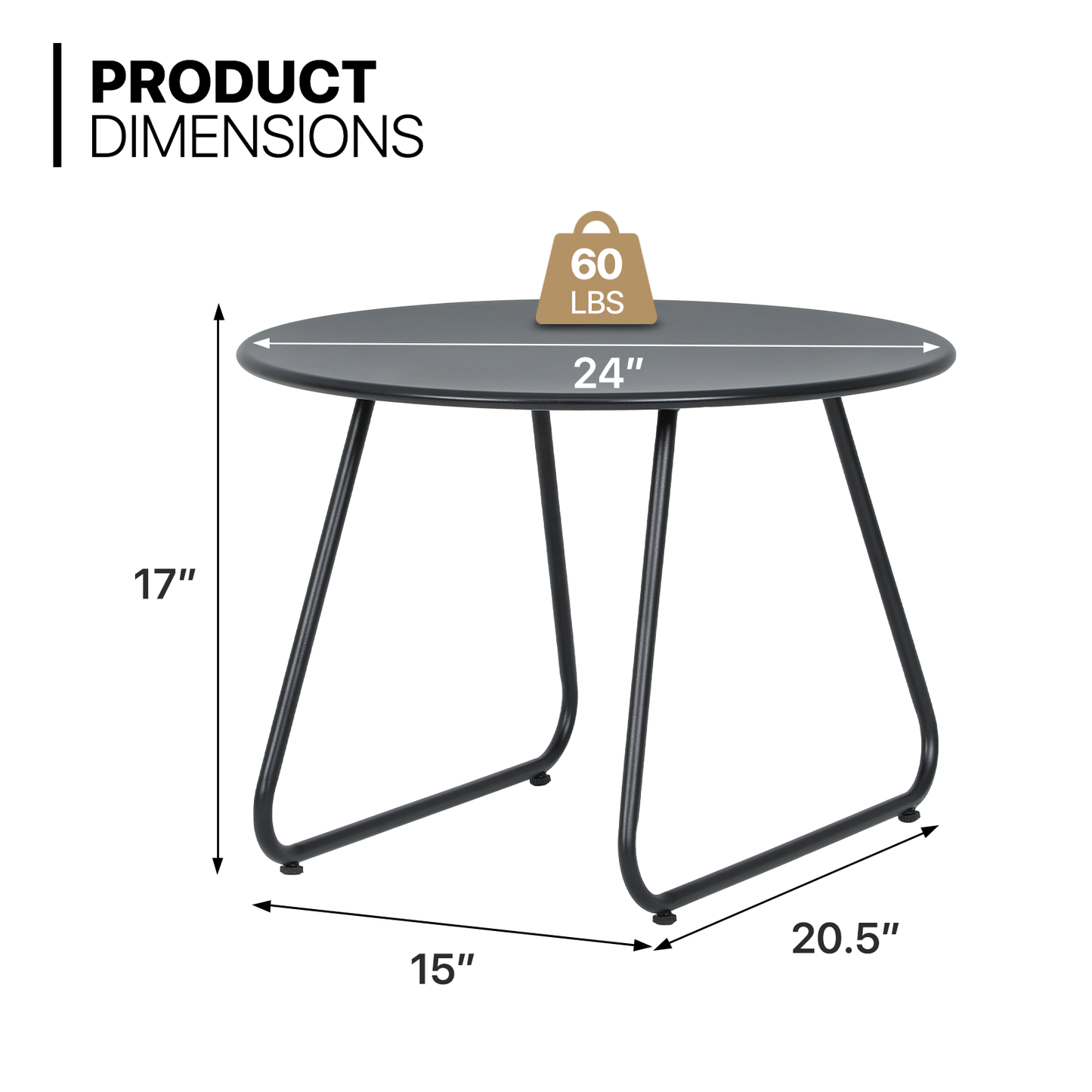 24 Inch Steel Round Table