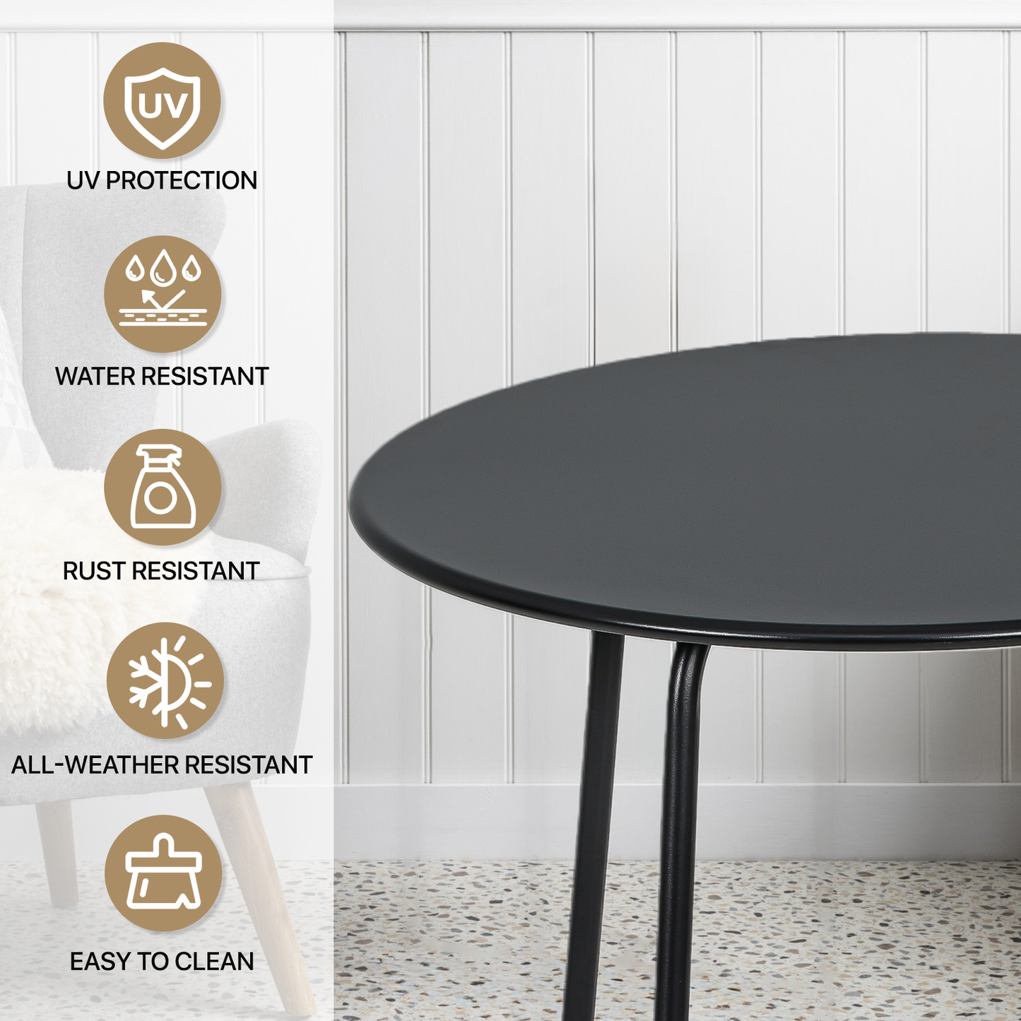 Steel Round Table - Diameter 24'' - Black