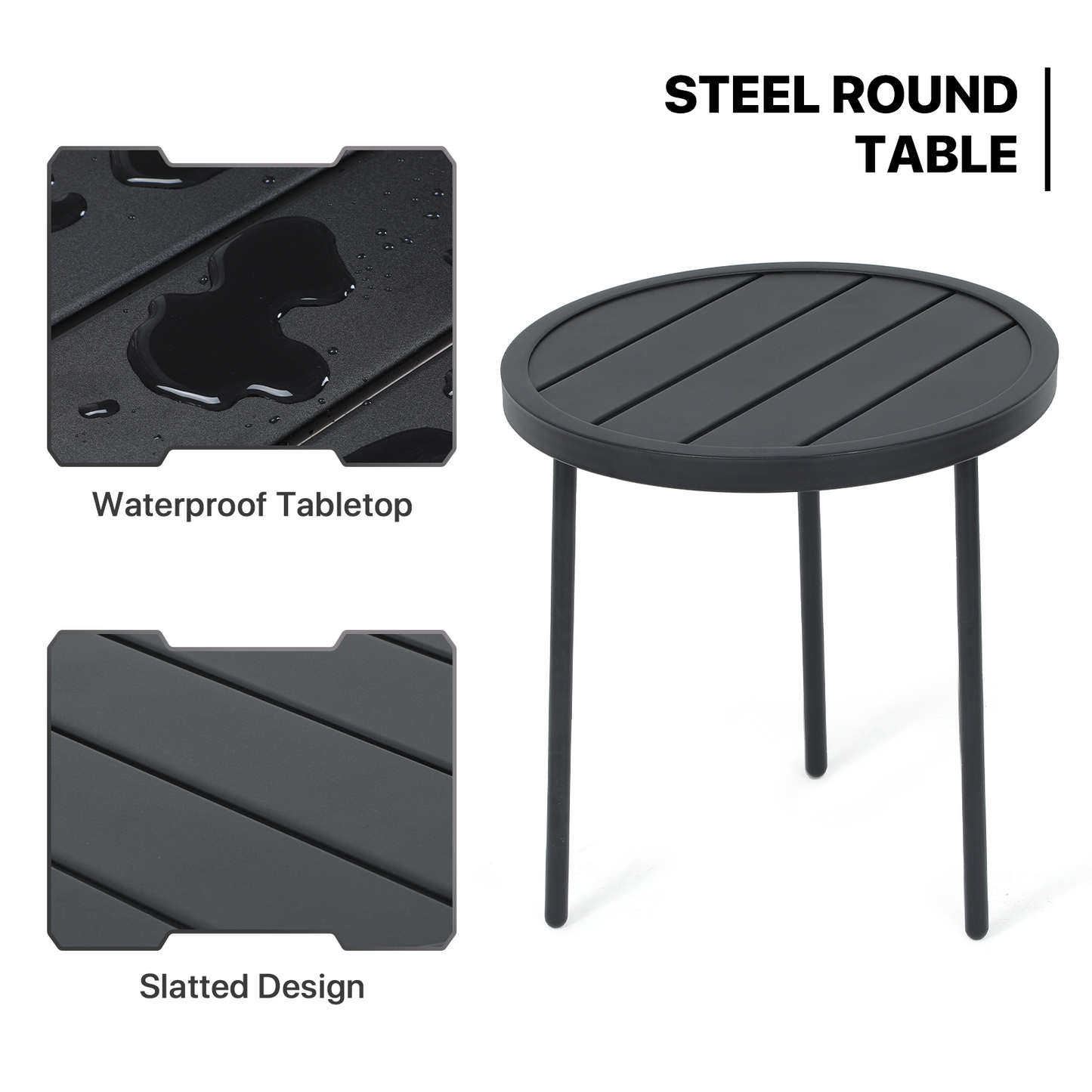 Steel Round Table - Diameter 18''- Black