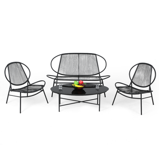 Patio Furniture Set - PE Rattan - 2 Single Chair+1 Double Chair+1 Table