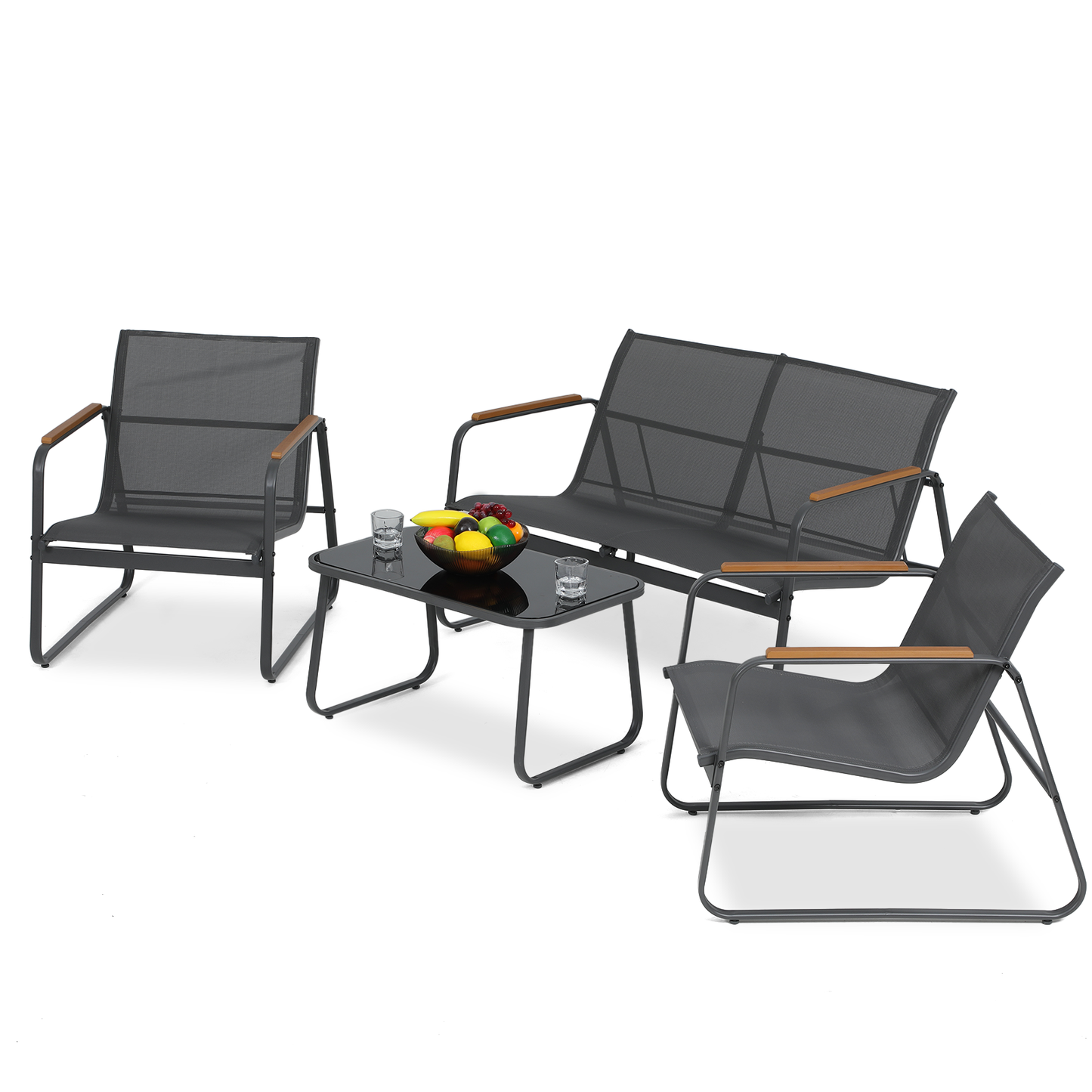 Teslin Cloth Patio Set - 2 Single Chair, 1 Double Chair, 1 Table