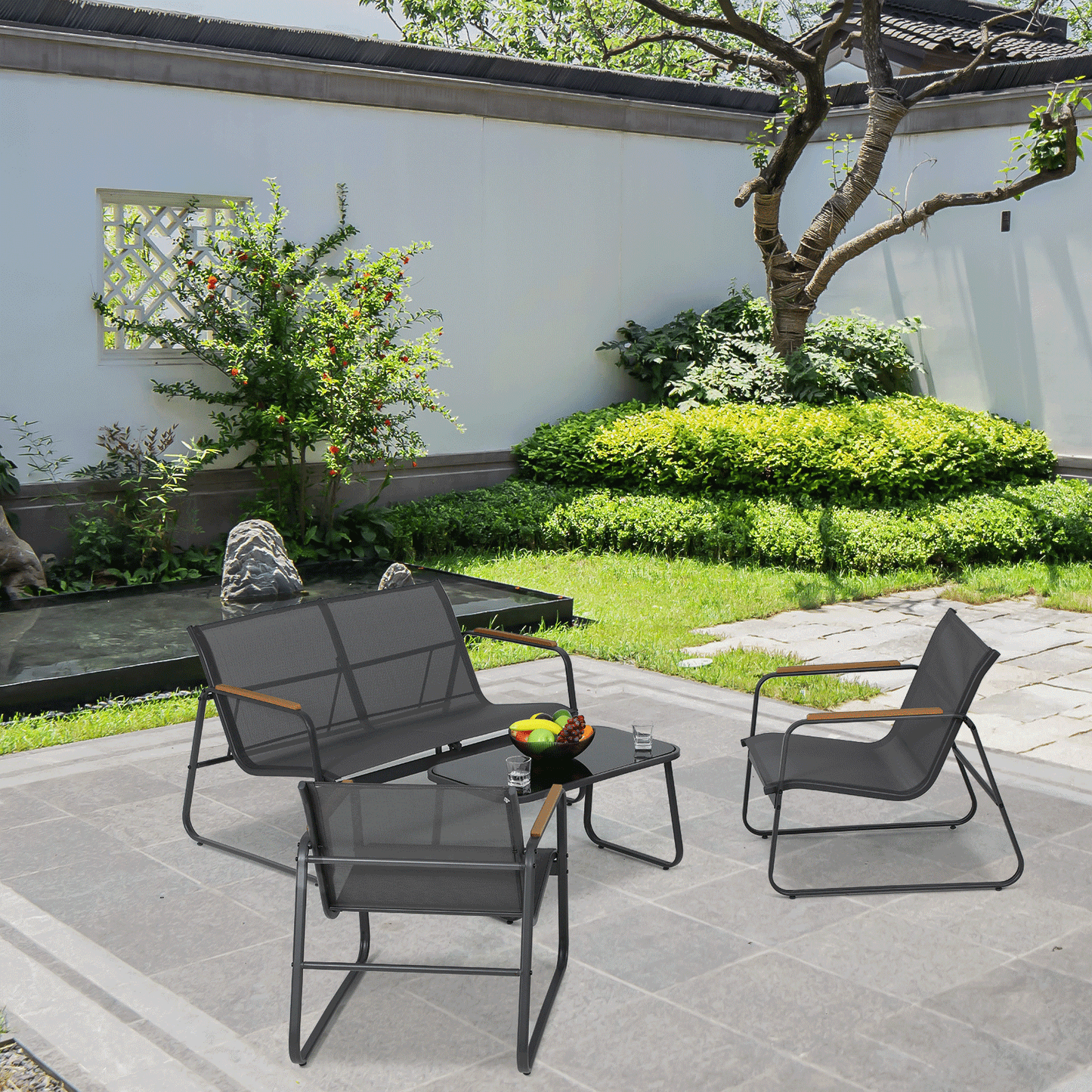 Teslin Cloth Patio Set - 2 Single Chair, 1 Double Chair, 1 Table