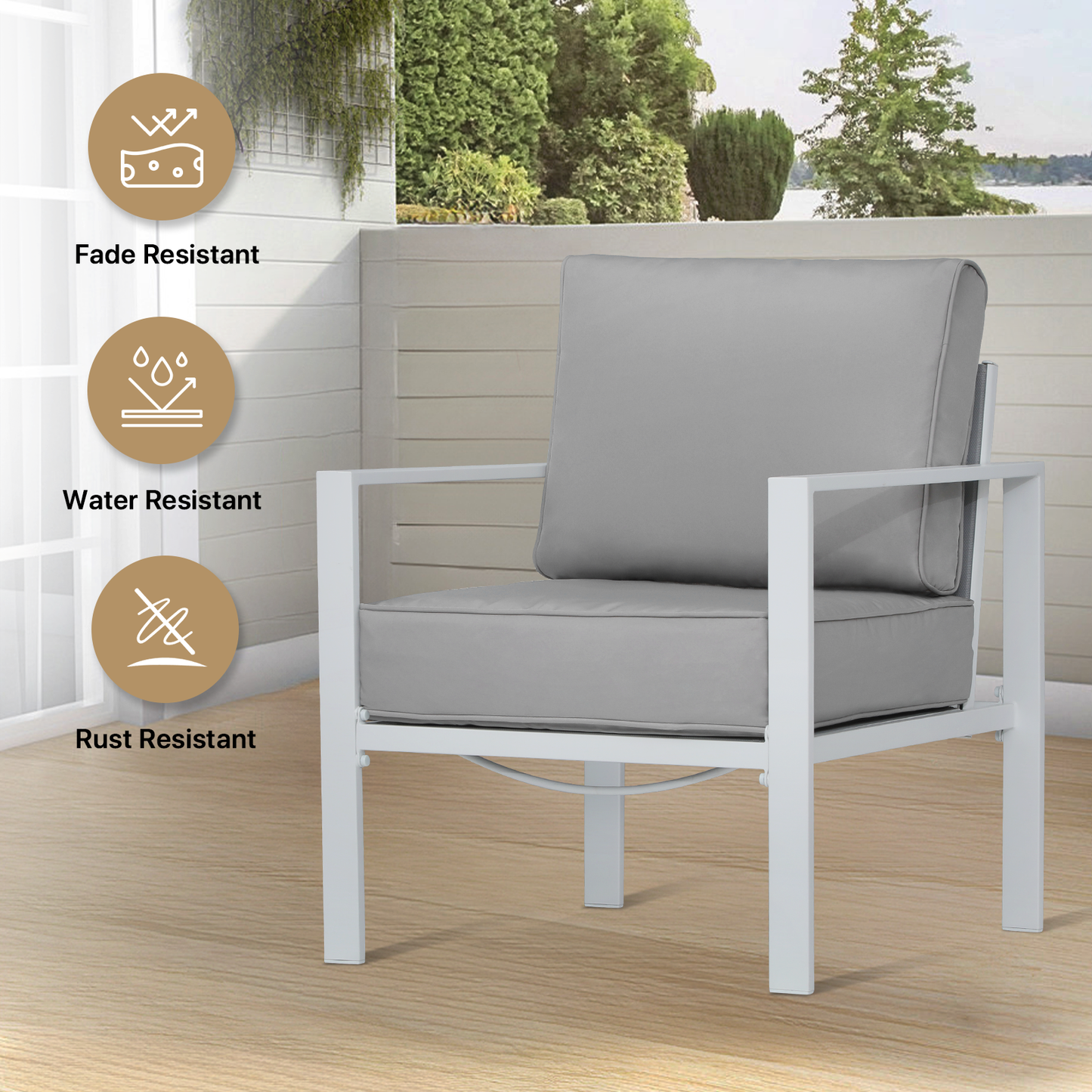 Patio Furniture Set - 2 Single Chair+1 Double Chair+1 Table - Teslin Cloth