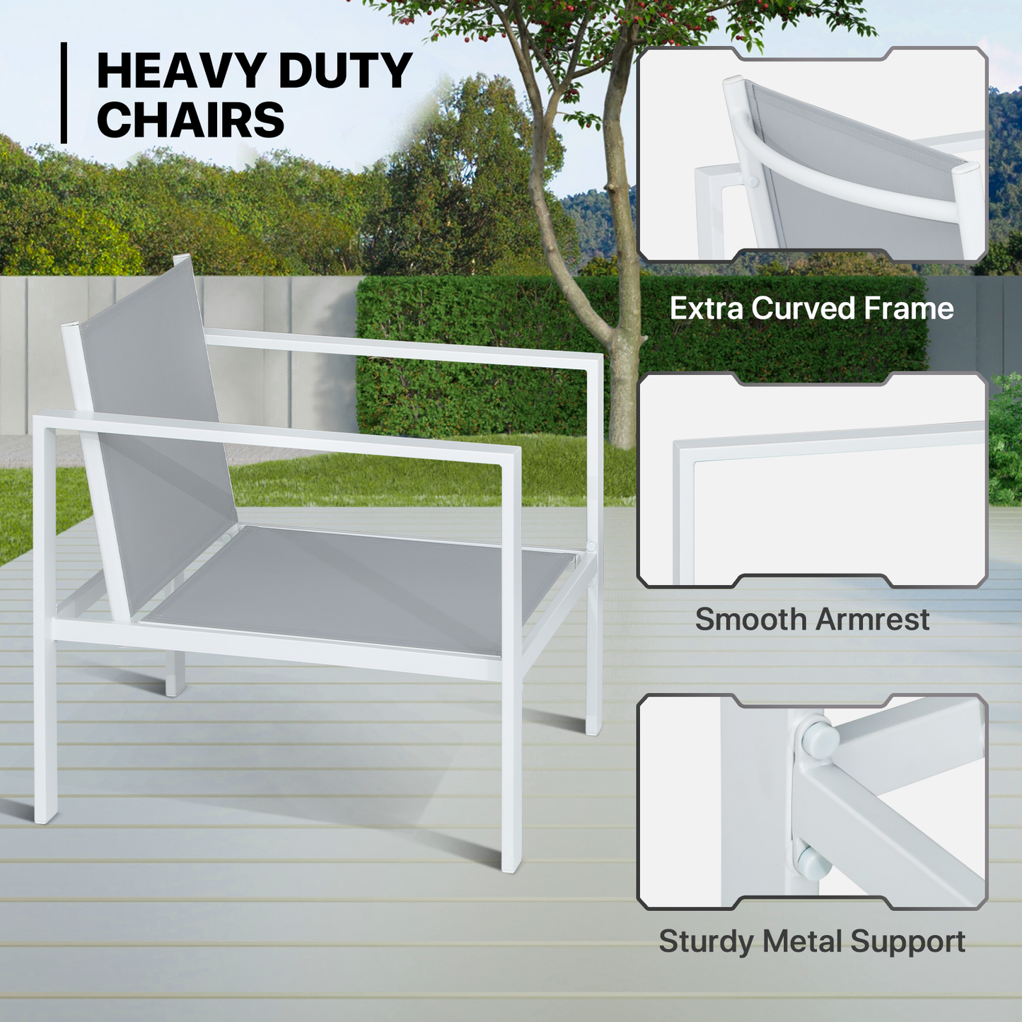 Patio Furniture Set - 2 Single Chair+1 Double Chair+1 Table - Teslin Cloth