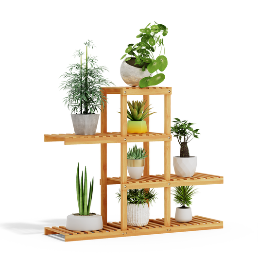 38" Carbonized Wooden Plant Rack - Brown