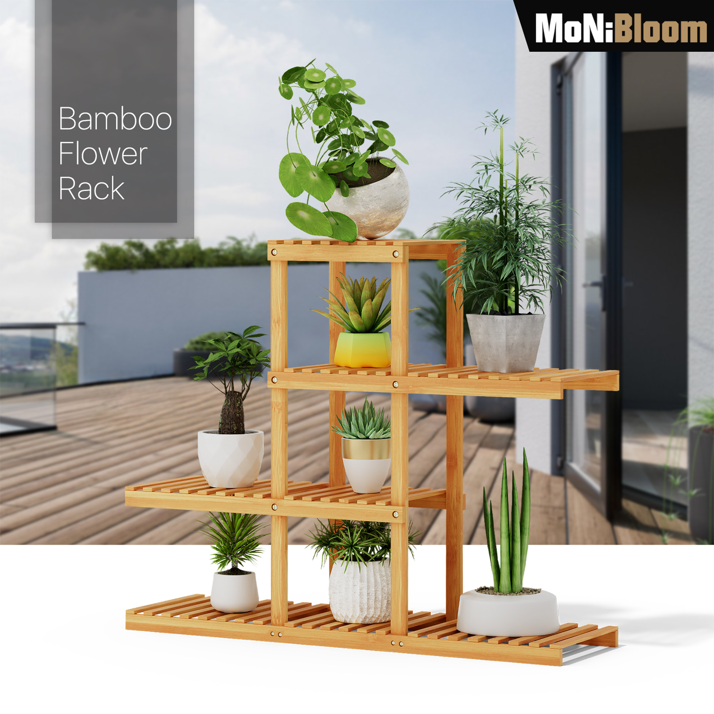 38" Carbonized Wooden Plant Rack - Brown