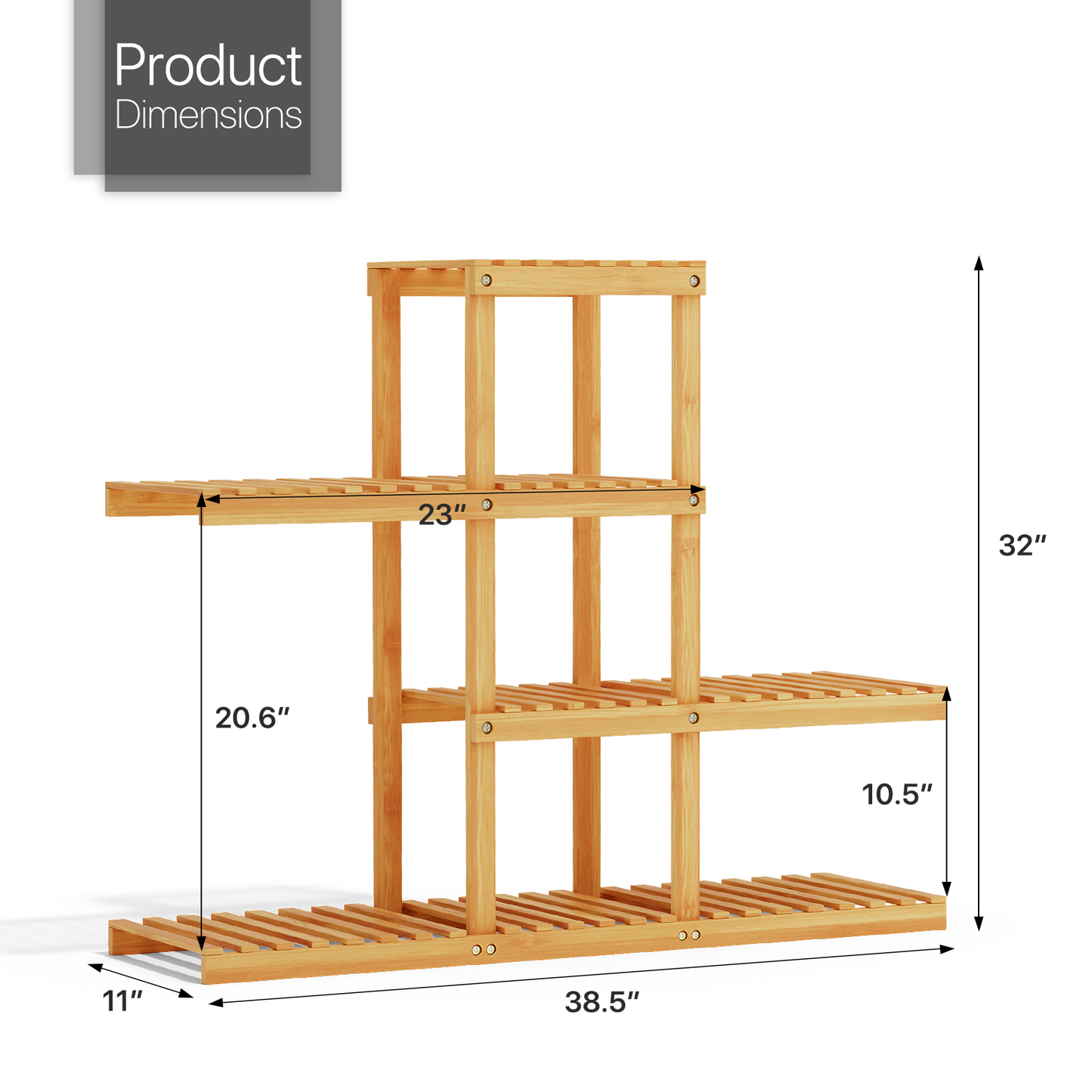 38" Carbonized Wooden Plant Rack - Brown