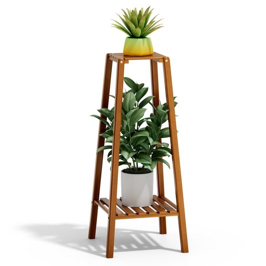 Bamboo 2 Tier Plant Stand - Brown