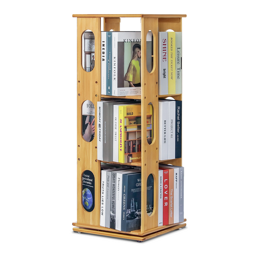360° Swivel Bookshelf - Oval Hollow Pattern - 15" - Natural