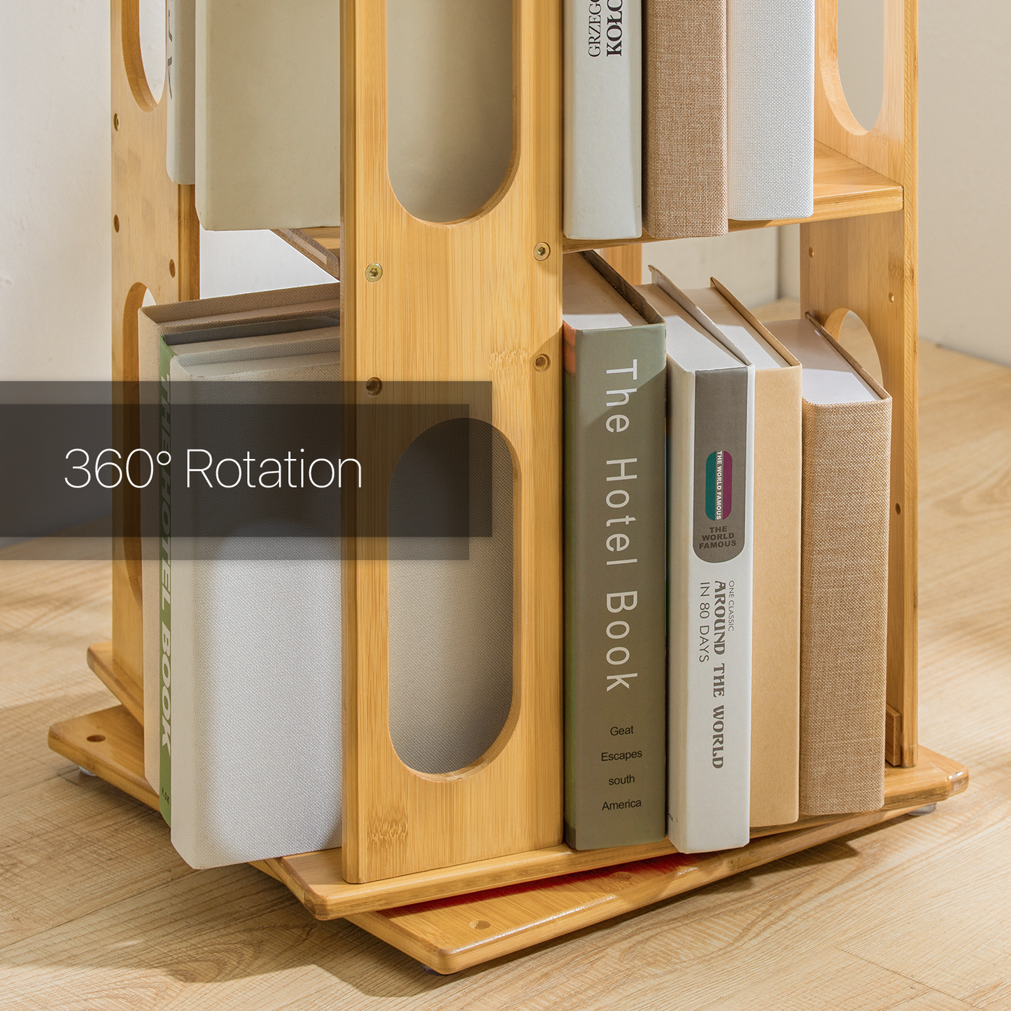 360° Swivel Bookshelf - Oval Hollow Pattern - 15" - Natural
