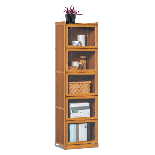 Visible Drop Down Door Bookcase - Bamboo/Acrylic - Brown