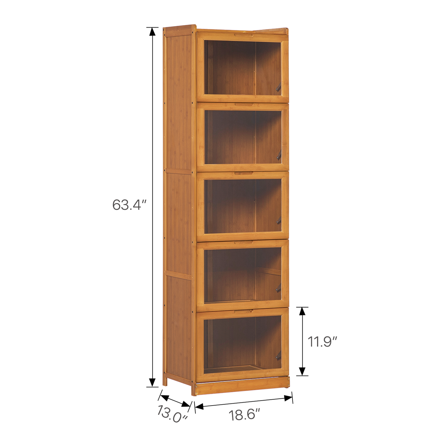 Visible Drop Down Door Bookcase - Bamboo/Acrylic - Brown