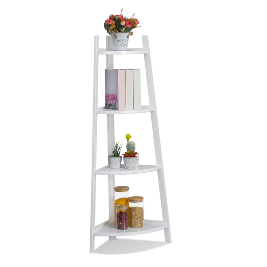 Corner Stand Flower Plant Rack - White