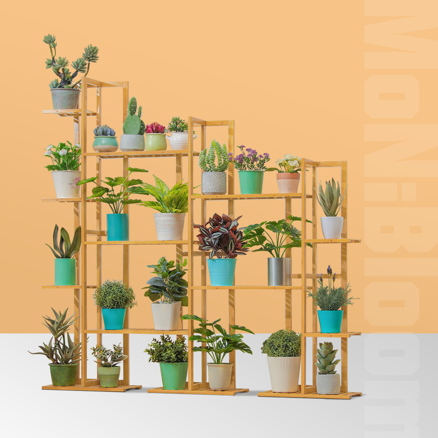 Flower Plant Stand Display Shelf - 21 Potted Plant Holder - Natural
