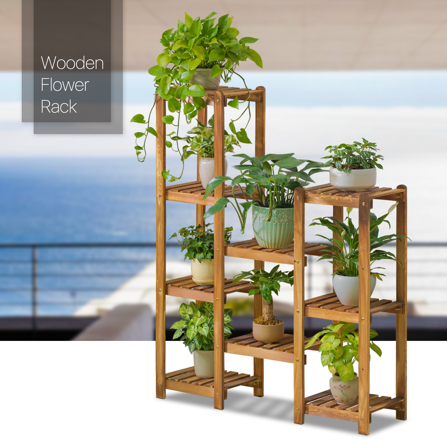 Flower Plant Stand Display Shelf Assembly - Carbonized
