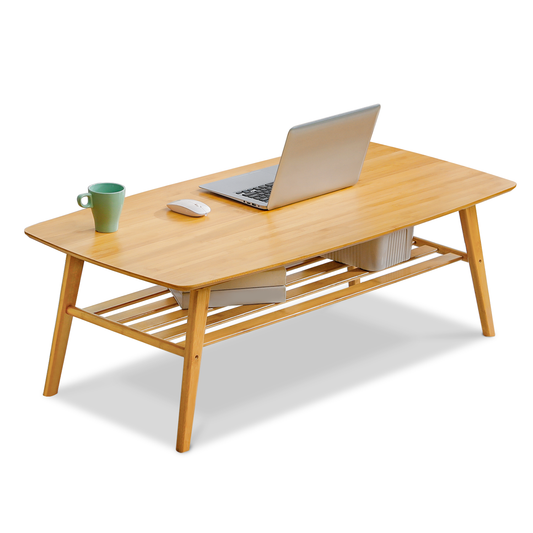 Simple Coffee Table - with Storage Shelf - 48" - Natural