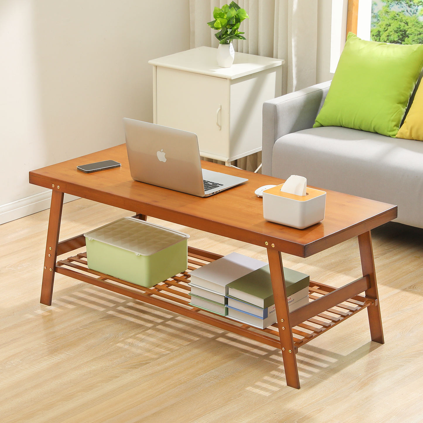 Rectangular Dual Tier Coffee Table - Brown