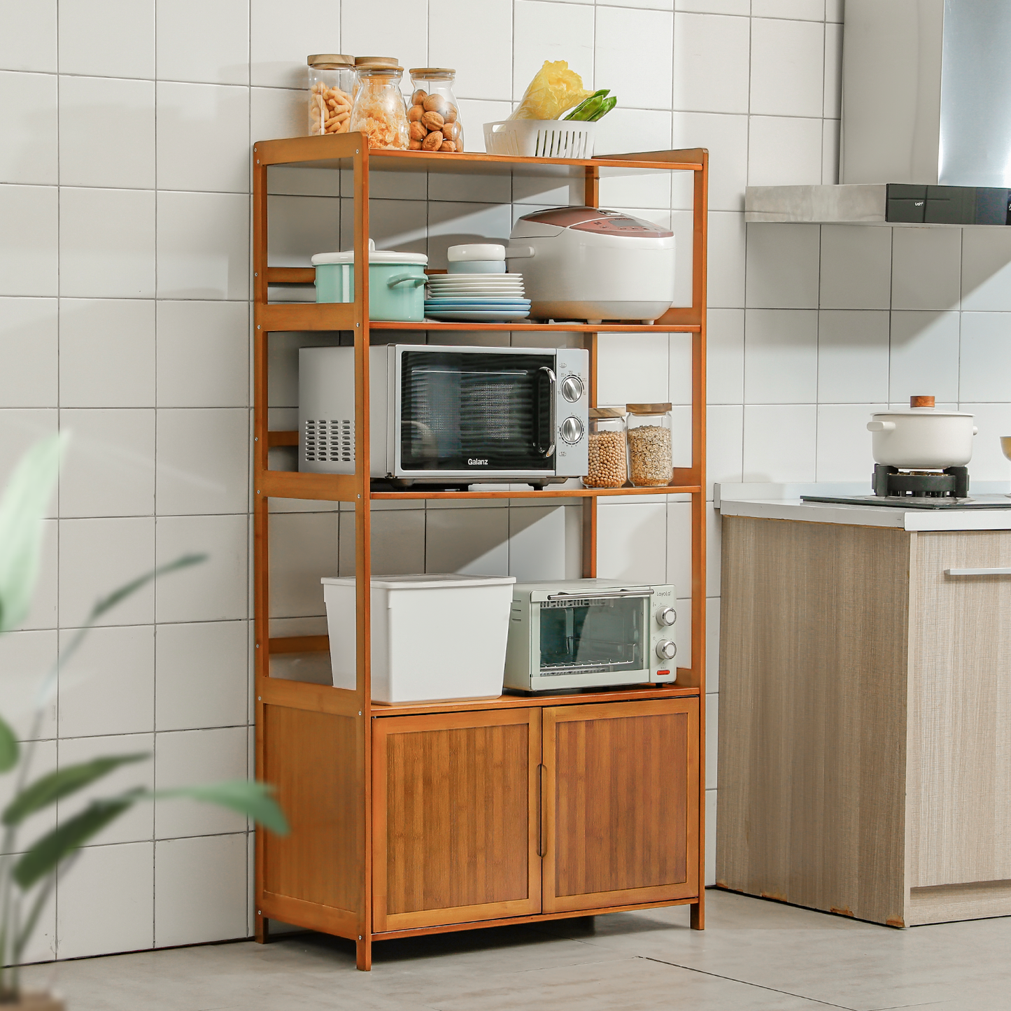 Freestanding Kitchen Cupboard - Bottom Storage Sideboard - 32" - Brown