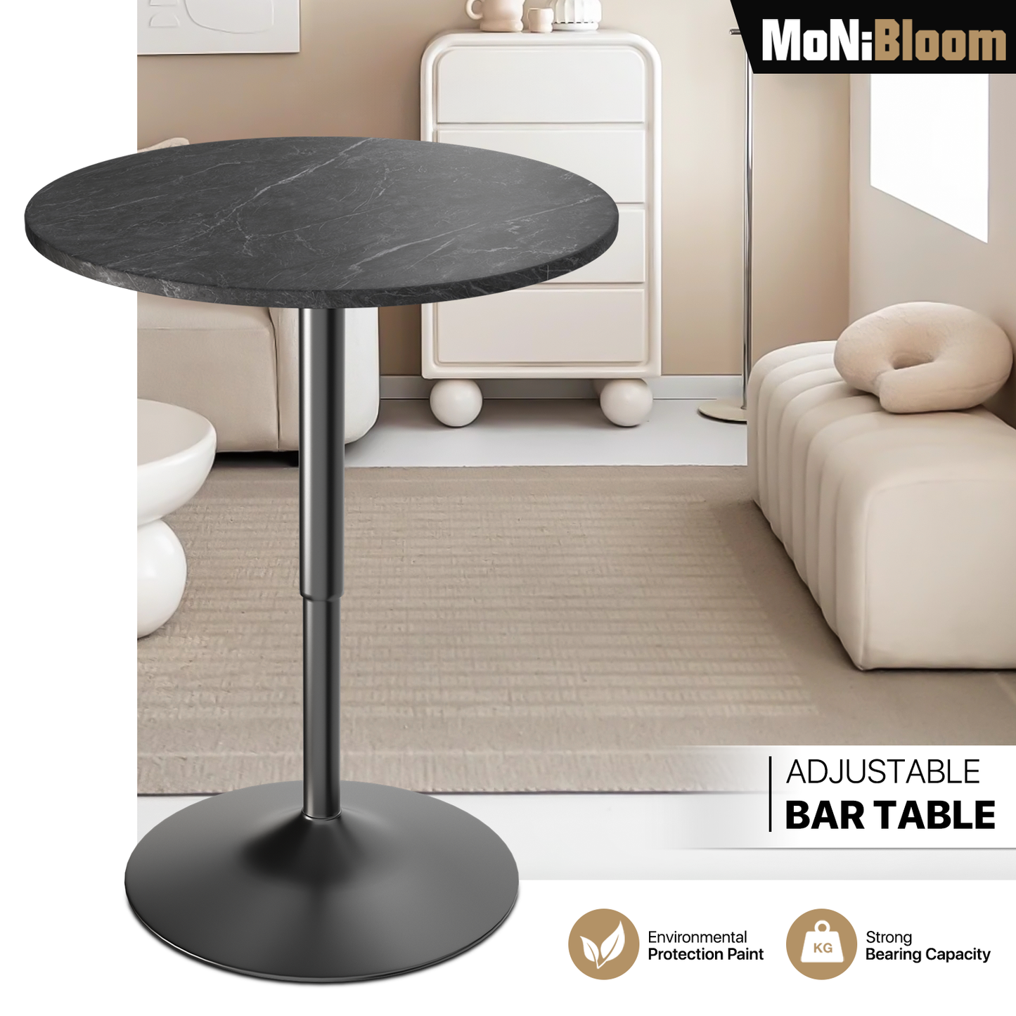 Adjustable Height Bar Table - 27.5" to 35"