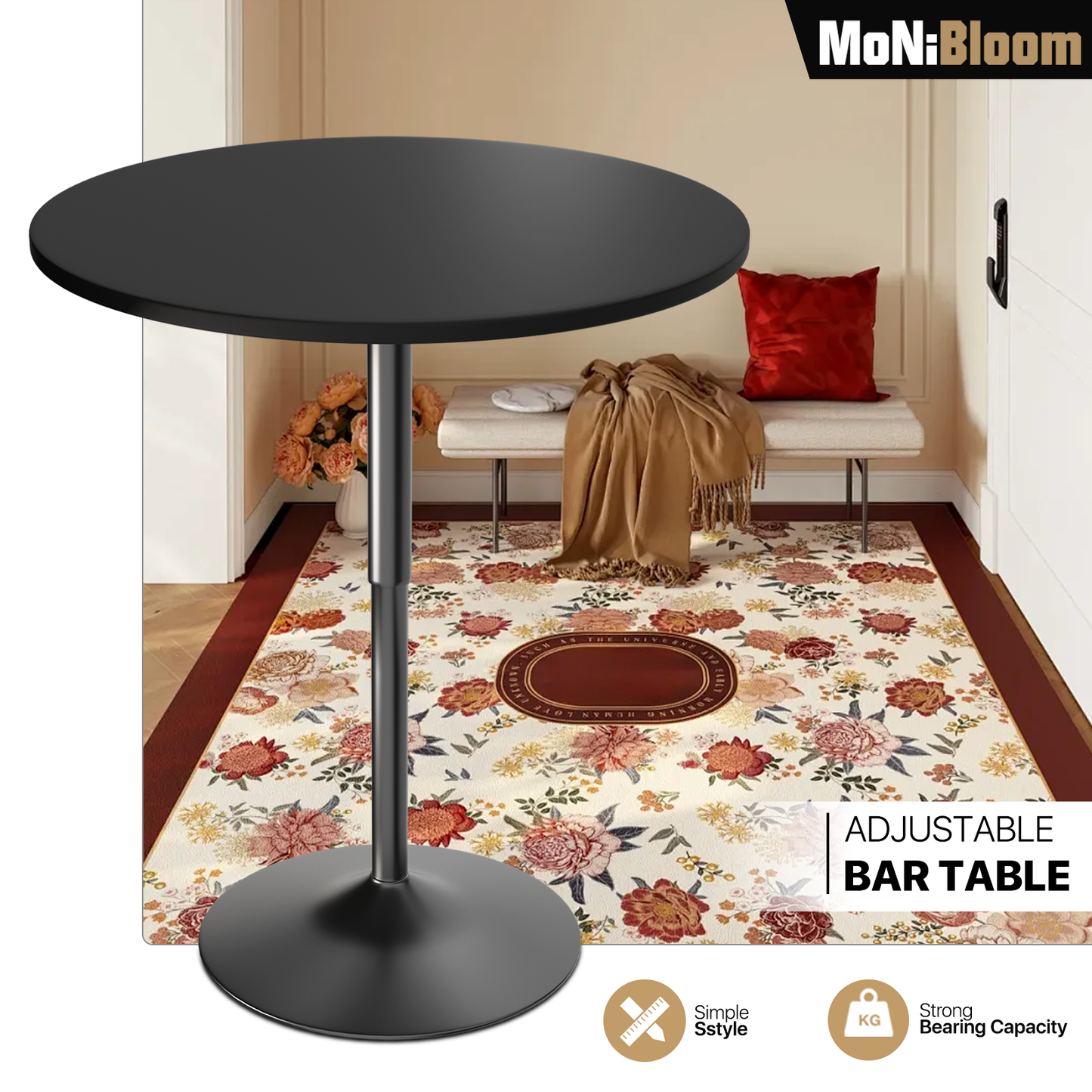 Adjustable Height Bar Table - 27.5" to 36"