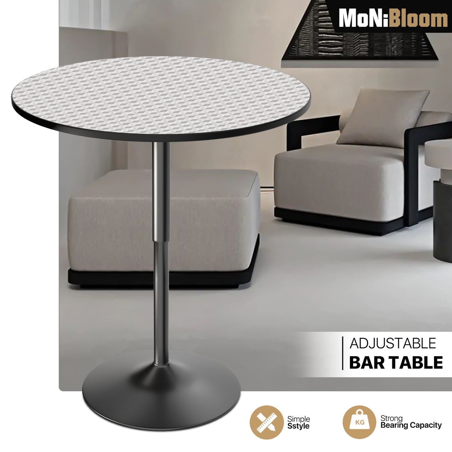 Adjustable Height Bar Table - 27.5" to 36"