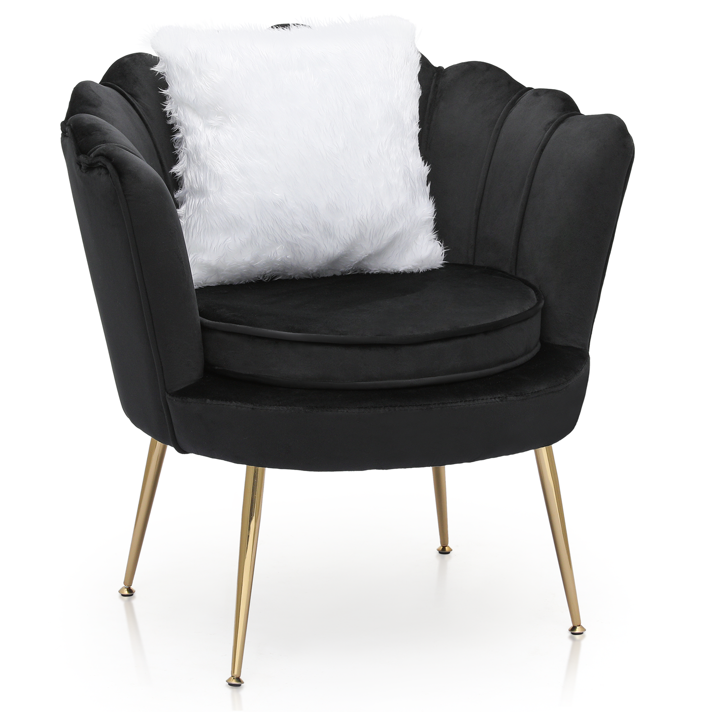 Upholstered Tufted Vanity Scalloped Back Velvet Accent Chair