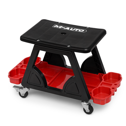 Roller Seat - Rectangular - 23 in. L 11 in. W 14 in. H - Built-in Tray - Black/Red