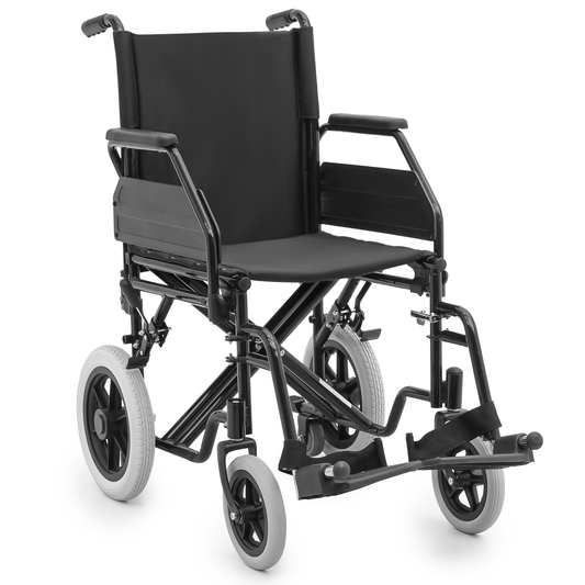 Transport Wheelchair - PU Solid Tyre - Black