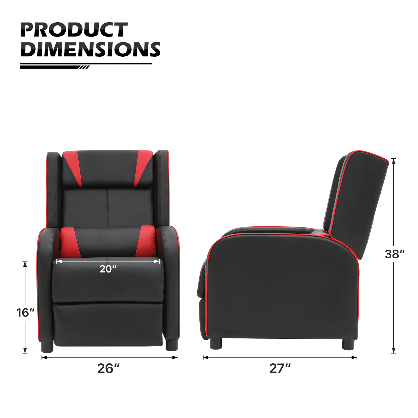 MoNiBloom Gaming Chair Recliner Ergonomic Reclining Game Chair Bedroom  Single Sofa Video Game Couch PU Leather Theater Seating with Cup Holder for  RV