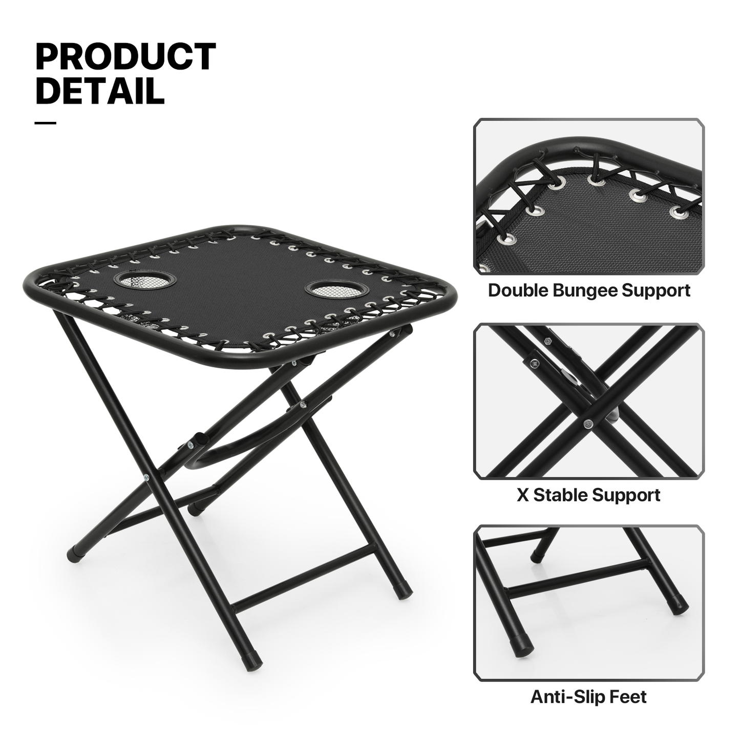 Lounge Chair - 29" Seat Width - Adjustablt Backrest 95°-140° - 2 Chairs+1 Folding Table w/Tray & Headrest