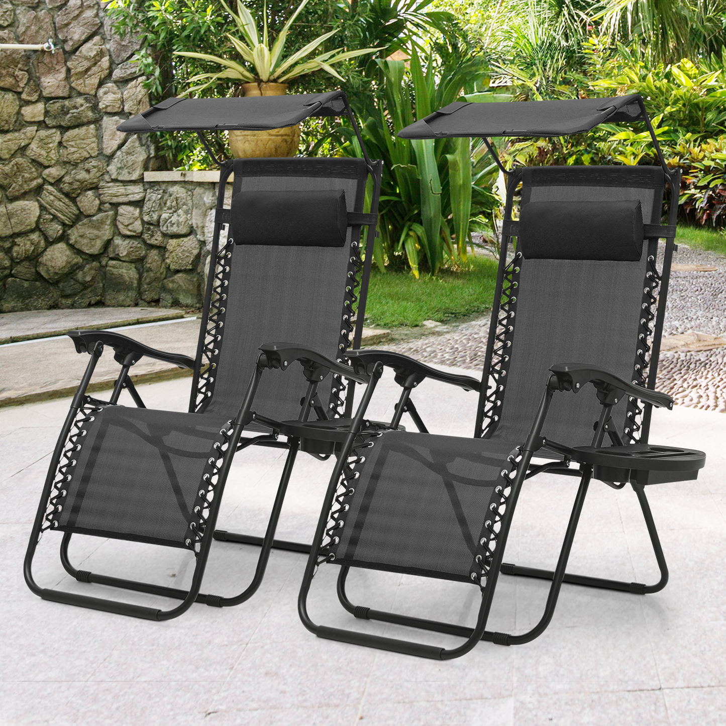 Set of 2 Zero Gravity Chair 20"x26"x43.5" - with Sunshade