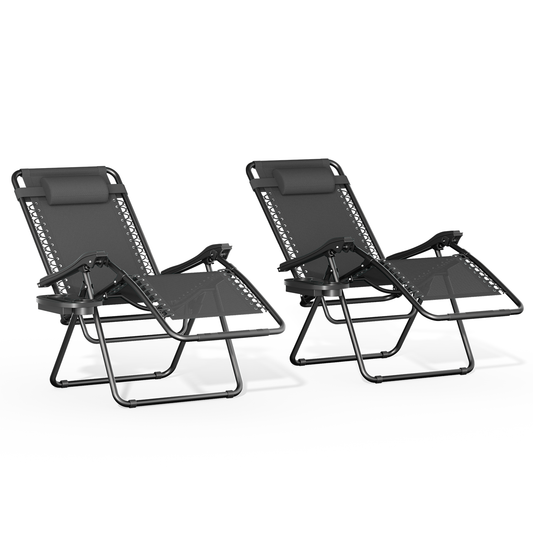 Set of 2 Zero Gravity Chair 20"x26"x43.5" - with Side Tray