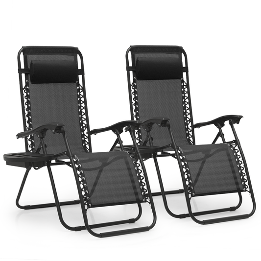 Set of 2 Zero Gravity Chair 20"x26"x43.5" - with Side Tray