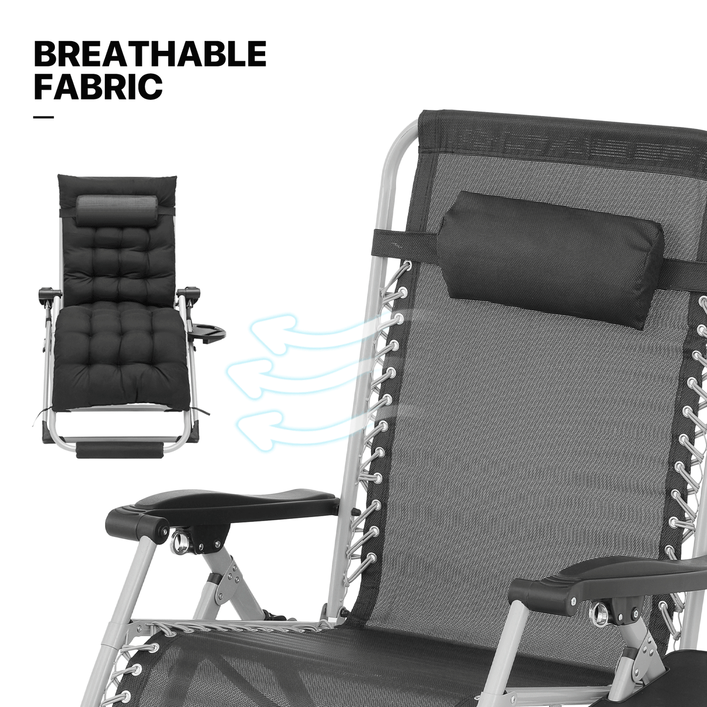 Adjustable Back Lounge Chair - 29" Width Seat - w/Removable Pad+Headrest+Foot Pad