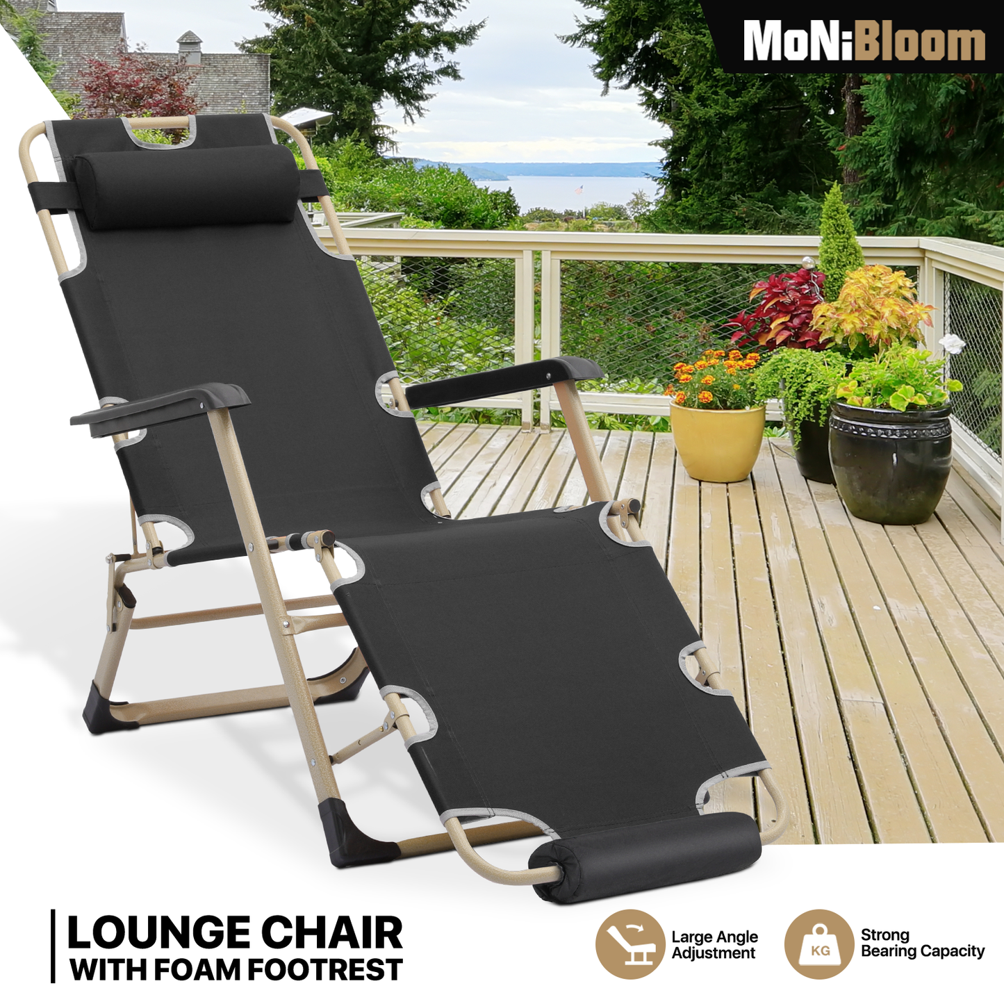 Adjustable Lounge Chair - 26" Seat Width - w/ Headrest & Foot Pads