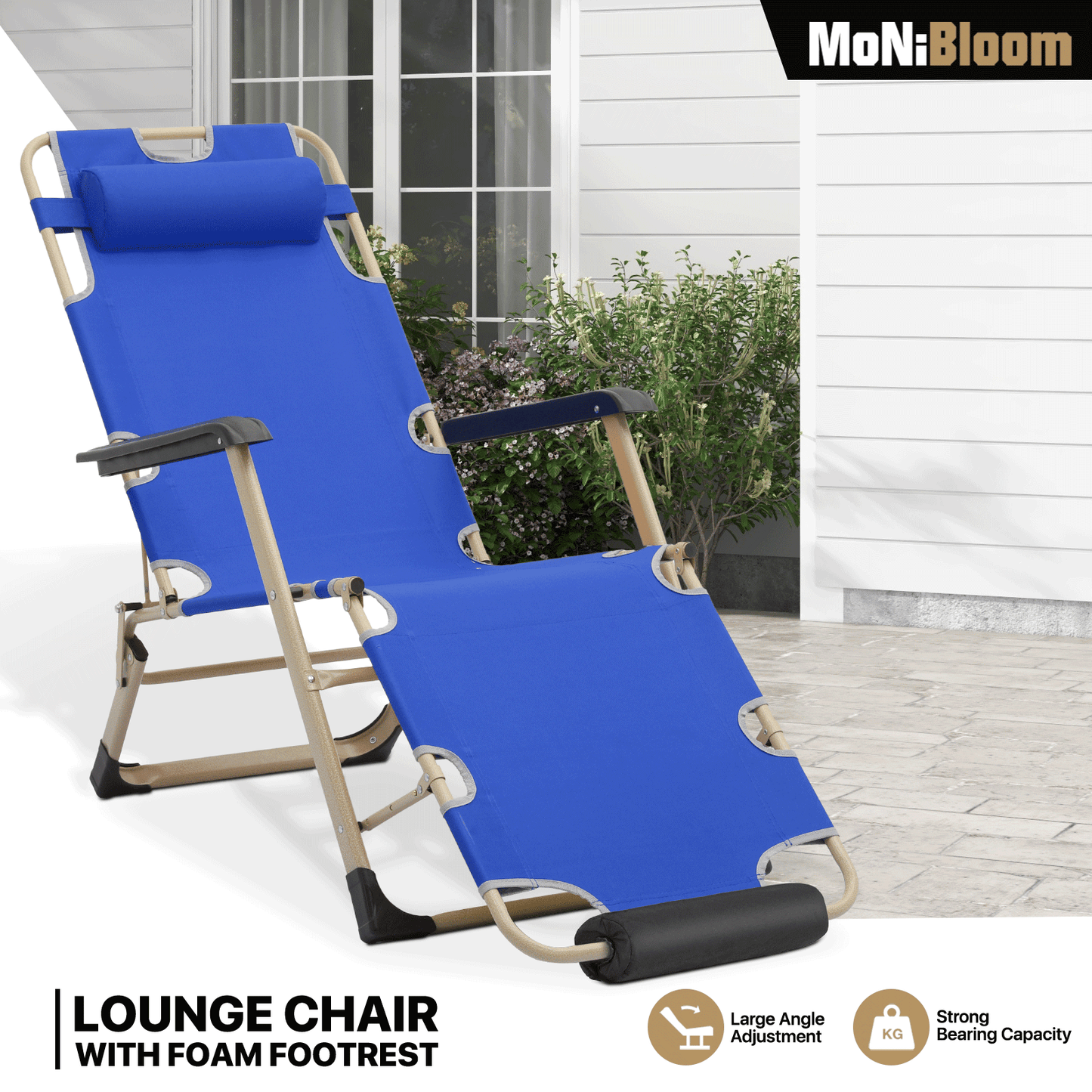 Adjustable Lounge Chair - 26" Seat Width - w/ Headrest & Foot Pads